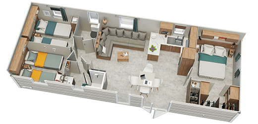 plan d'un mobil home neuf 3 chambres